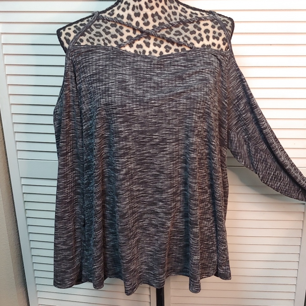 Torrid Cold Shoulder Grey Strappy Top
